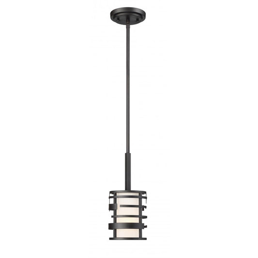 Lansing - 1 Light Mini Pendant with Etched Opal Glass - Midnight Bronze Finish - Satco 60-6432