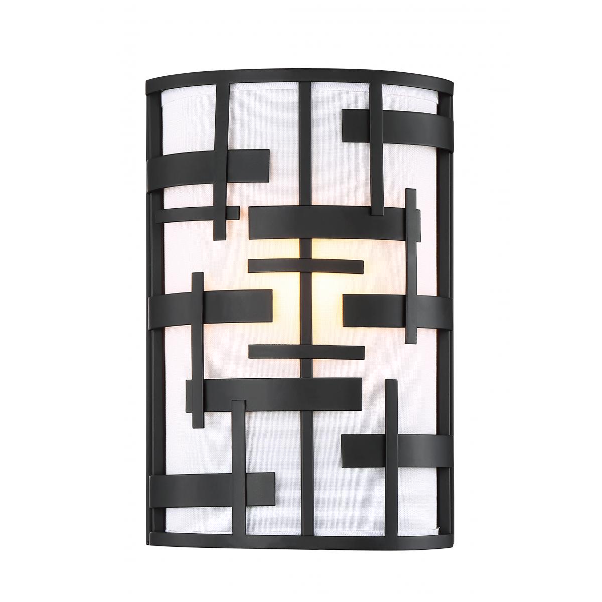 Lansing - 2 Light Wall Sconce with White Fabric Shade - Midnight Bronze Finish - Satco 60-6431