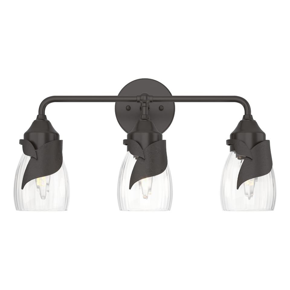 Lapas 3-Light Bath Sconce - Oil Rubbed Bronze - Water Glass by Hubbardton Forge