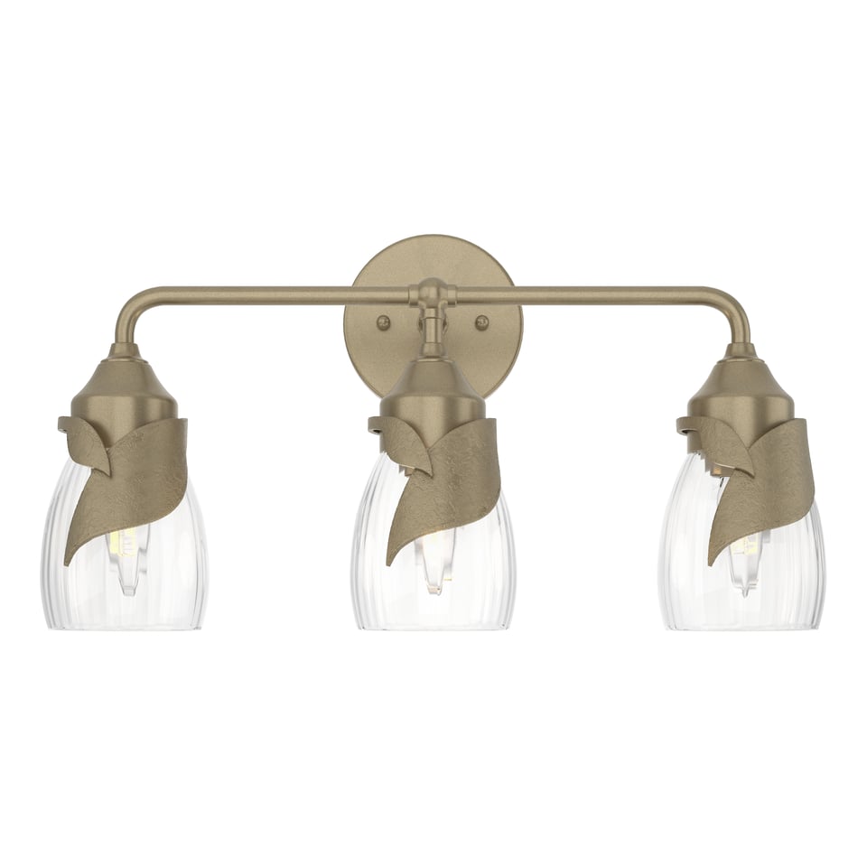 Lapas 3-Light Bath Sconce - Soft Gold - Water Glass by Hubbardton Forge