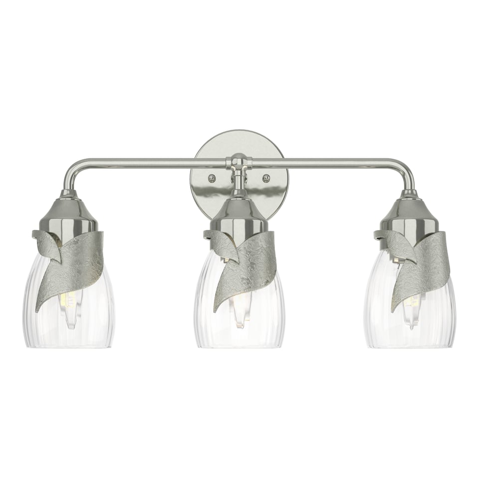 Lapas 3-Light Bath Sconce - Sterling - Water Glass by Hubbardton Forge