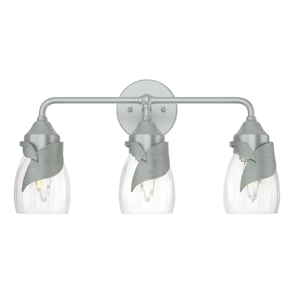 Lapas 3-Light Bath Sconce - Vintage Platinum - Water Glass by Hubbardton Forge
