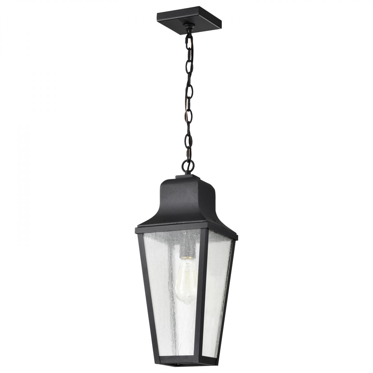 Lawrence - 1 Light Hanging Lantern - Matte Black with Clear Seeded Glass - Satco 60-8135