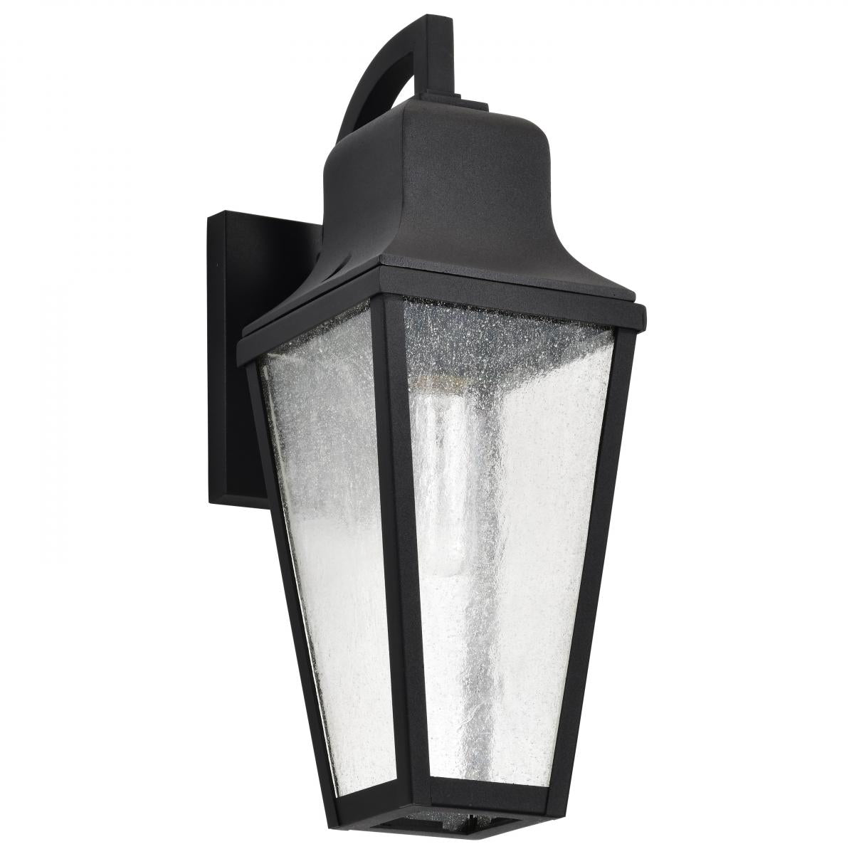 Lawrence - 1 Light Medium Wall Lantern - Matte Black with Clear Seeded Glass - Satco 60-8132
