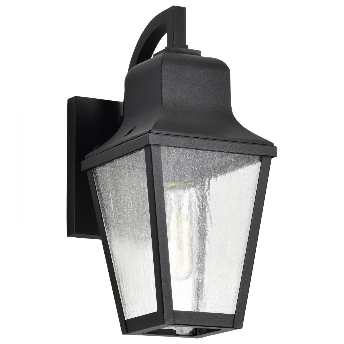 Lawrence - 1 Light Small Wall Lantern - Matte Black with Clear Seeded Glass - Satco 60-8131