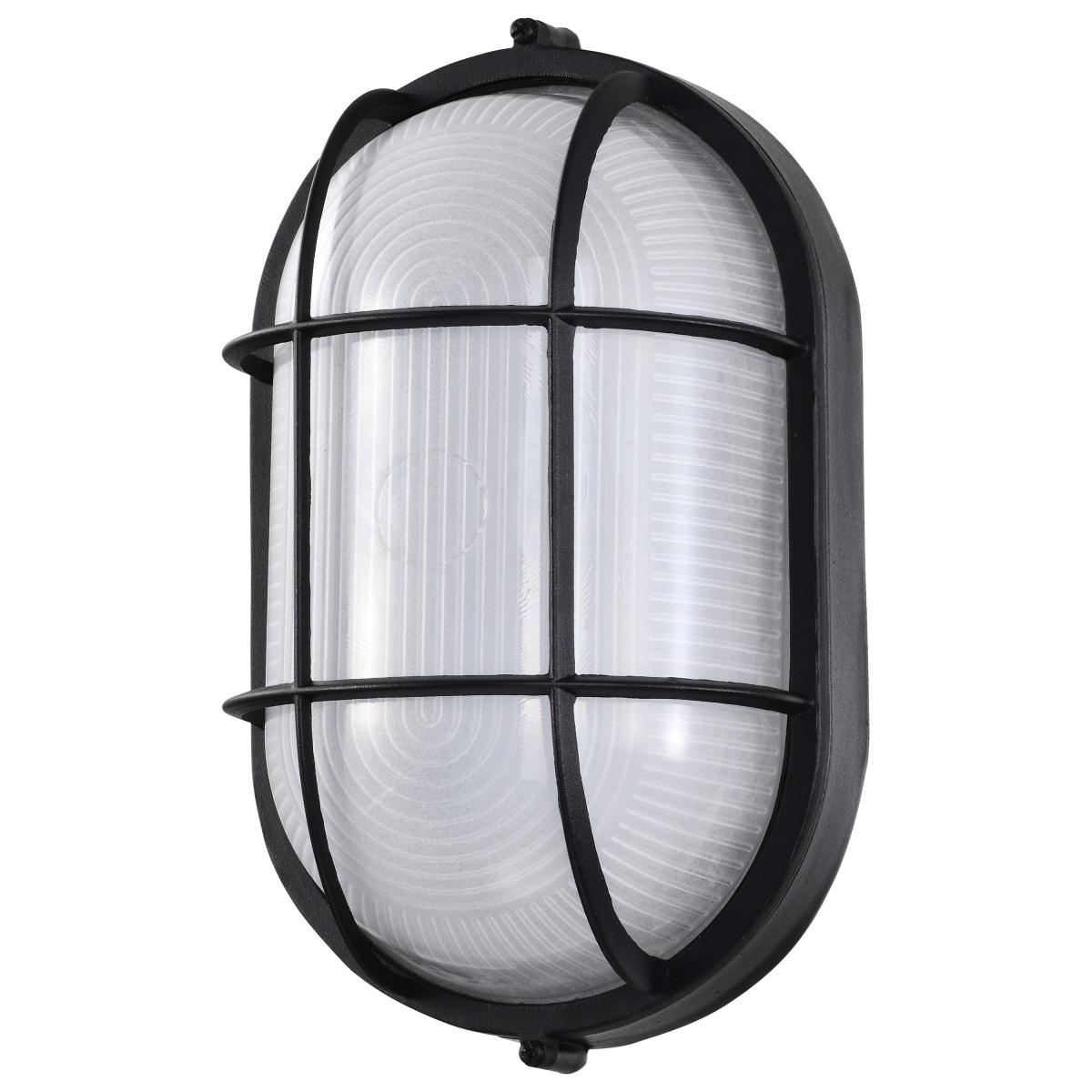 LED Oval Bulk Head Fixture - Black Finish with White Glass - Satco 62-1391