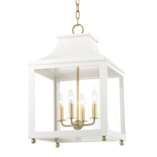Leigh Large Lantern - Aged Brass/White by Mitzi
