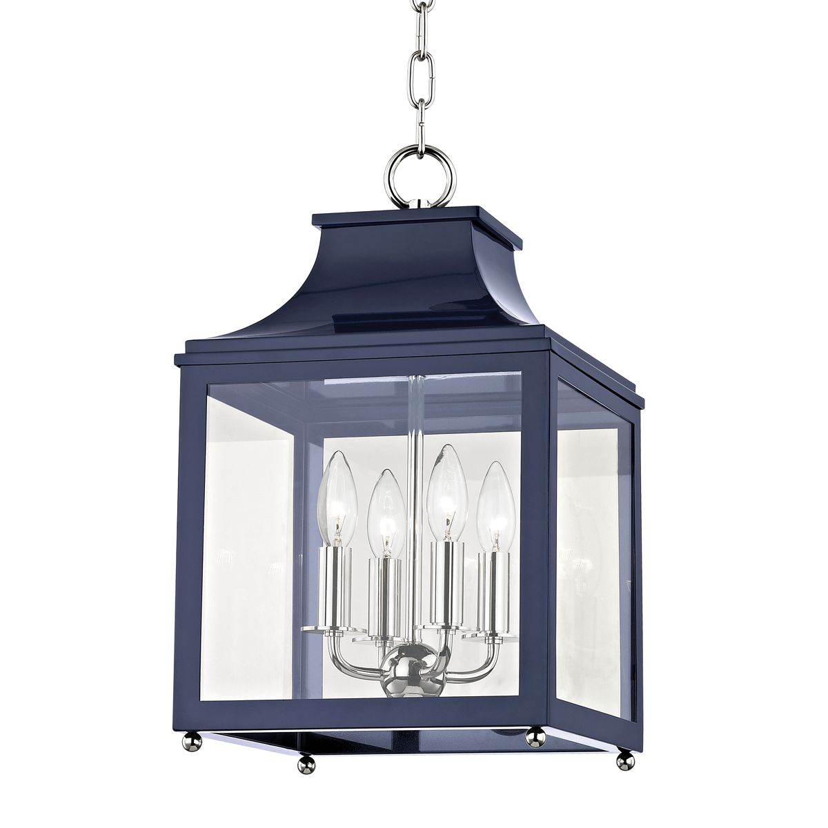 Leigh Small Lantern - Polished Nickel/Navy by Mitzi