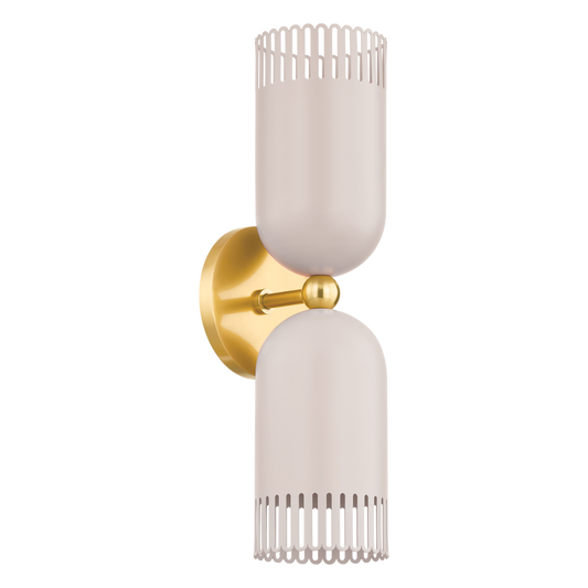 Liba Wall Sconce - 2-Light - Aged Brass/Soft Peignoir - Mitzi H884102-AGB/SPG