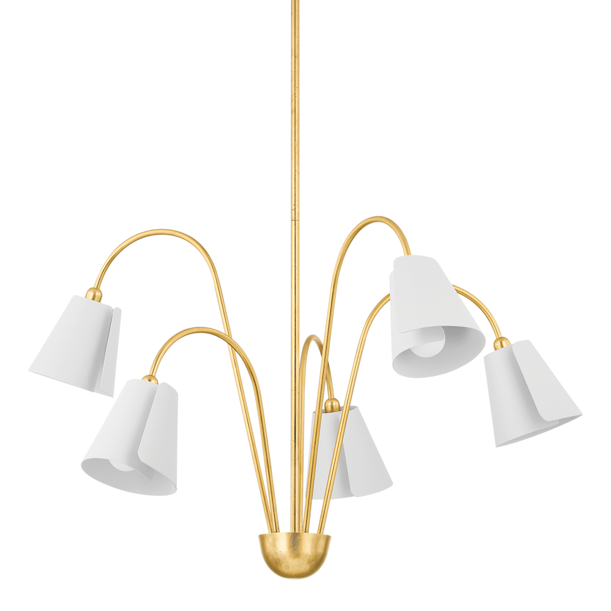Lila Chandelier - 5-Light - Gold Leaf/Textured On White Combo - Mitzi H852805-GL/TWH