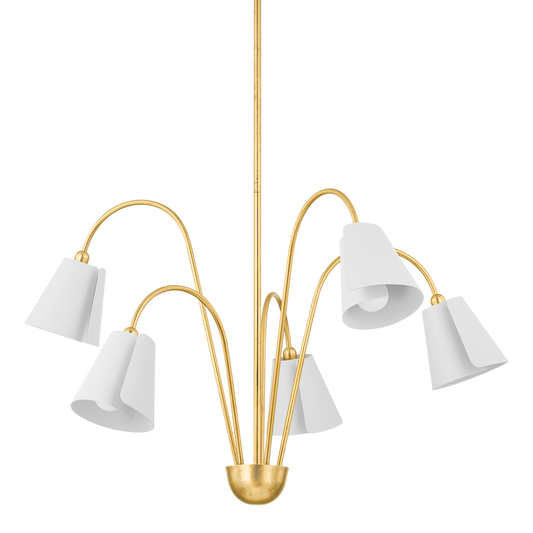 Lila Chandelier - 5-Light - Gold Leaf/Textured On White Combo - Mitzi H852805-GL/TWH