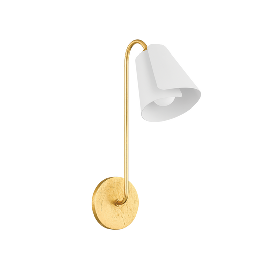 Lila Wall Sconce - 1-Light - Gold Leaf/Textured On White Combo - Mitzi H852101-GL/TWH