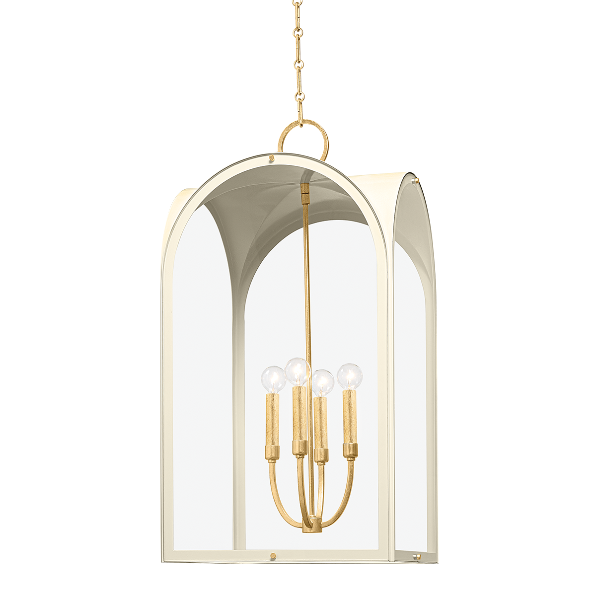 Lincroft Large Lantern - 4-Light - Vintage Gold Leaf/Soft Sand by Hudson Valley Lighting