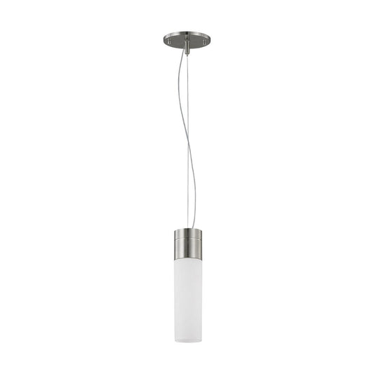 Link - 1 Light Pendant with White Glass - Brushed Nickel Finish - Satco 60-2932