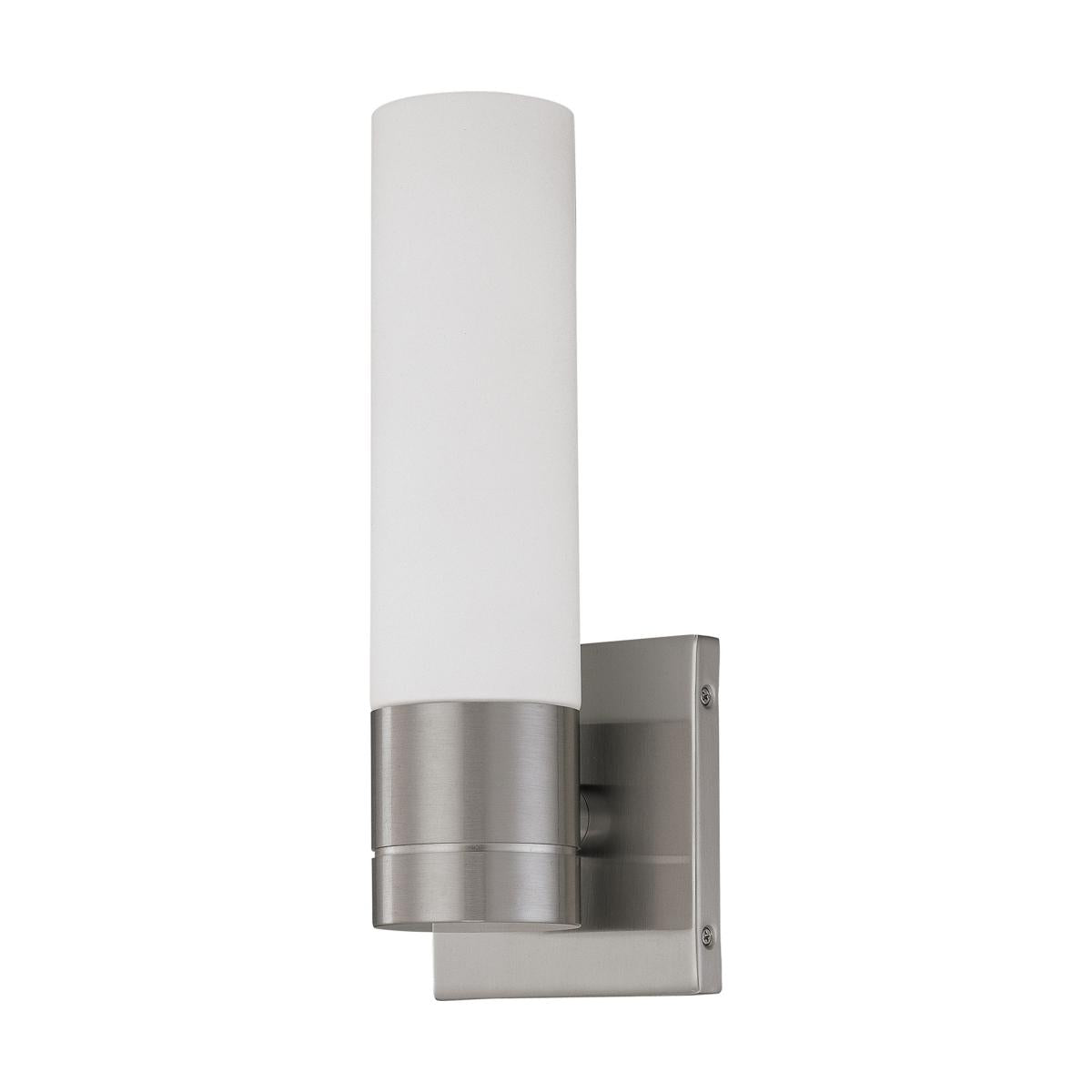 Link - 1 Light Wall Sconce with White Glass - Brushed Nickel Finish - Satco 60-2934