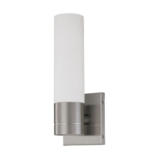 Link - 1 Light Wall Sconce with White Glass - Brushed Nickel Finish - Satco 60-2934