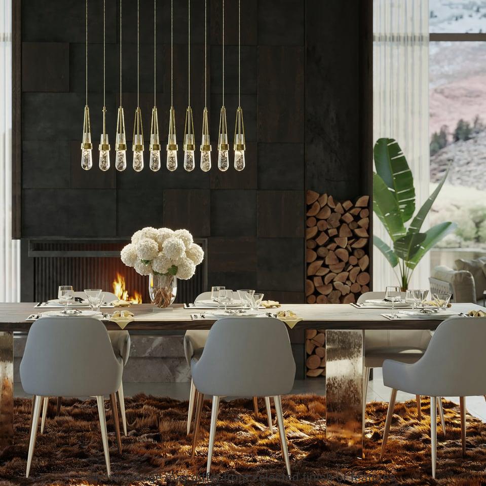 Link 10-Light Blown Glass Pendant - White - Clear Bubble Glass by Hubbardton Forge