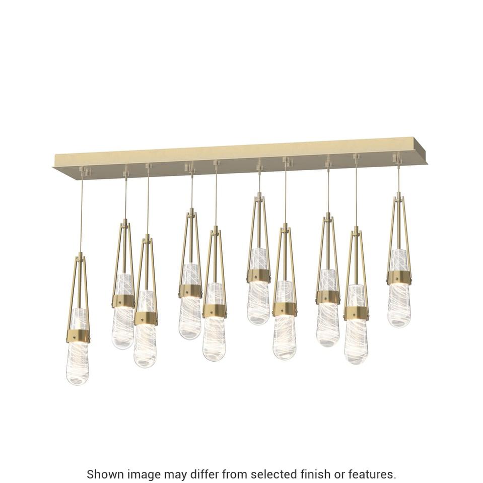 Link 10-Light Blown Glass Pendant - White - Clear with White Threading Glass by Hubbardton Forge