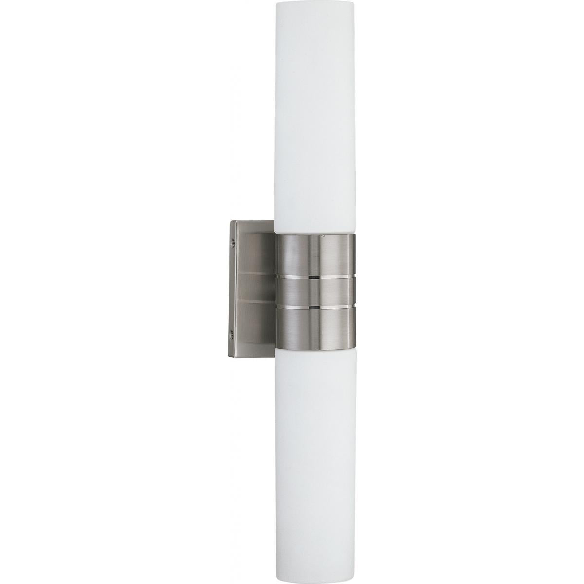 Link - 2 Light - LED Wall Sconce with White Glass- Brushed Nickel Finish - Satco 62-2936