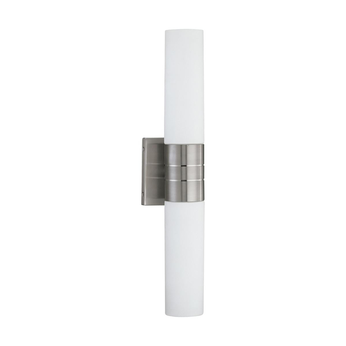Link - 2 Light Wall Sconce with White Glass - Brushed Nickel Finish - Satco 60-2936