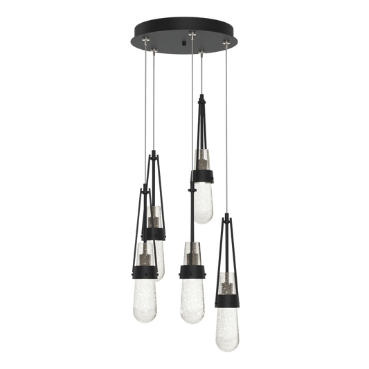 Link 5-Light Blown Glass Pendant - Black - Clear Bubble Glass by Hubbardton Forge