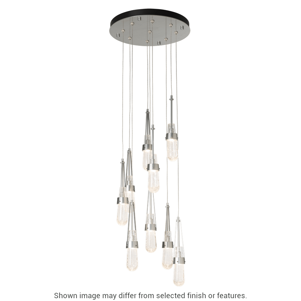 Link 9-Light Blown Glass Pendant - White - Clear Bubble Glass by Hubbardton Forge