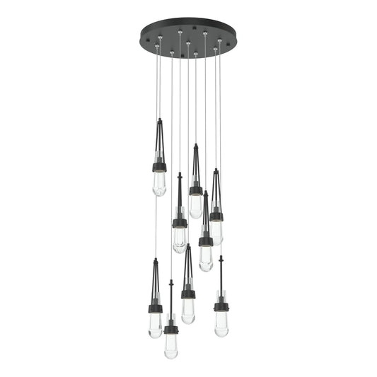 Link 9-Light Clear Glass Pendant - Black by Hubbardton Forge