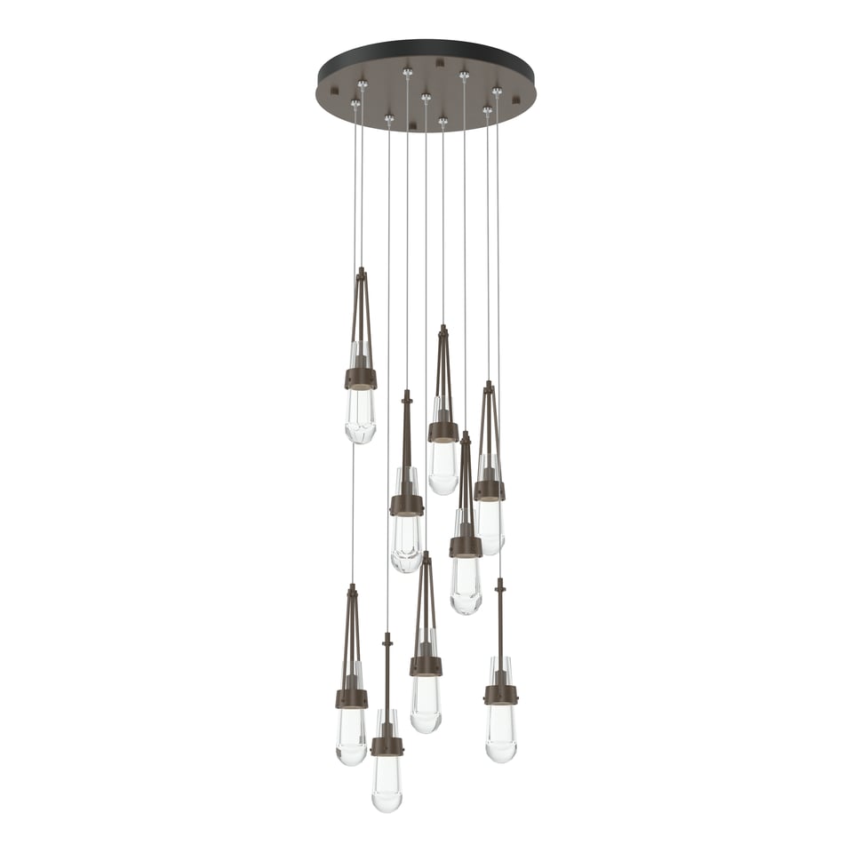 Link 9-Light Clear Glass Pendant - Bronze by Hubbardton Forge