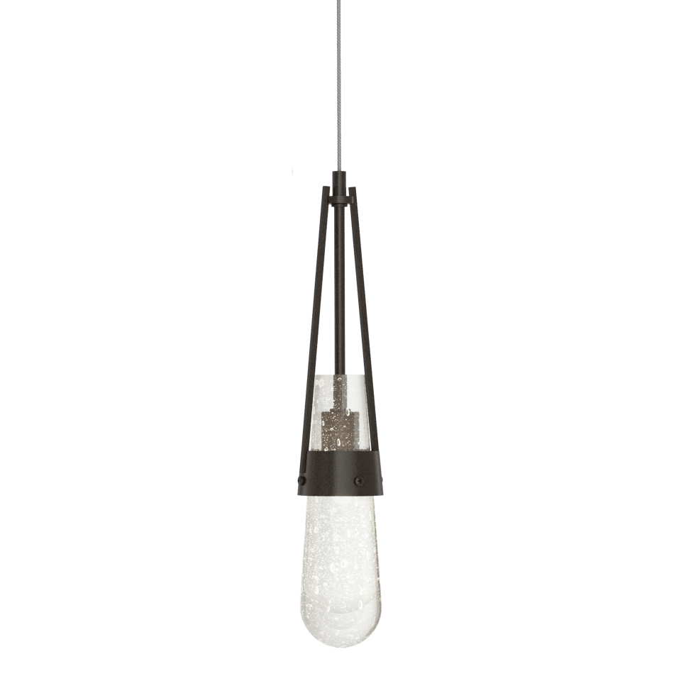 Link Blown Glass Low Voltage Mini Pendant - Oil Rubbed Bronze - Clear Bubble Glass by Hubbardton Forge