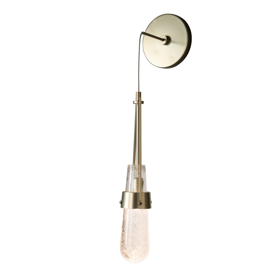 Link Blown Glass Low Voltage Sconce - Modern Brass - Clear Bubble Glass by Hubbardton Forge