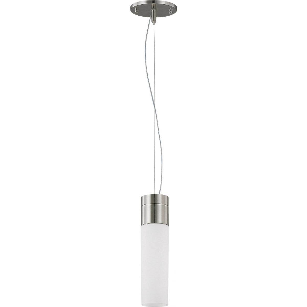 Link -LED Mini Pendant with White Glass- Brushed Nickel Finish - Satco 62-2932