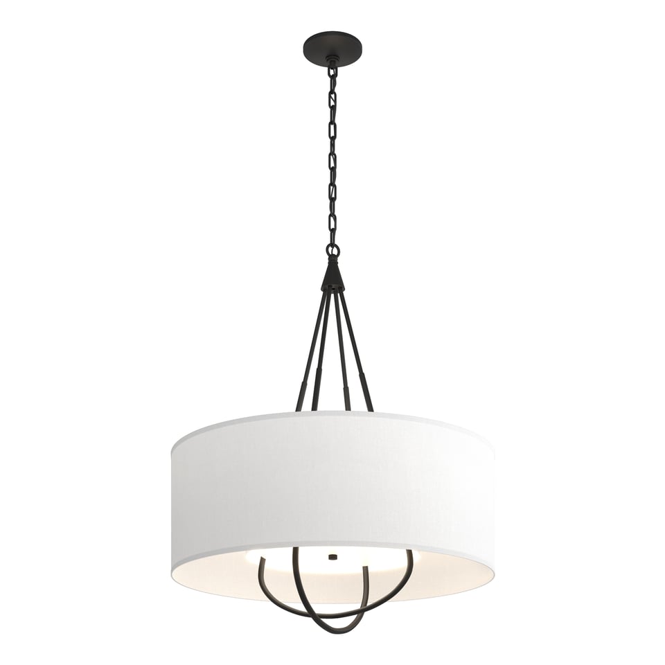 Loop Pendant - Black - Natural Anna Shade by Hubbardton Forge