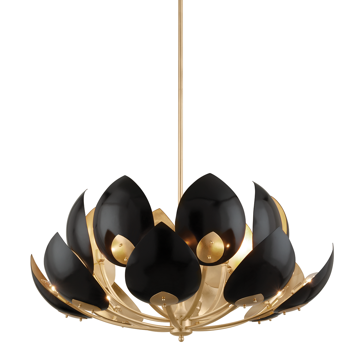 Lotus Chandelier - 16-Light - Gold Leaf/Black by Hudson Valley Lighting