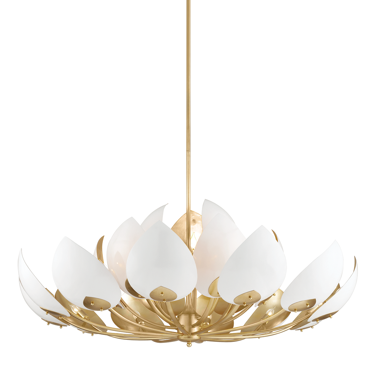 Lotus Chandelier - 21-Light - Gold Leaf/White by Hudson Valley Lighting