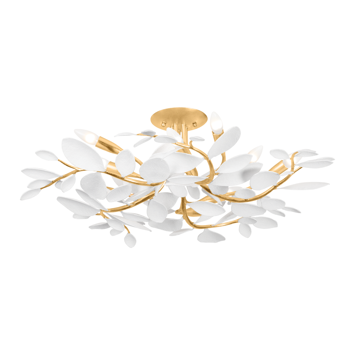 Marabec Semi Flush - 10-Light - Vintage Gold Leaf/ White Plaster by Hudson Valley Lighting