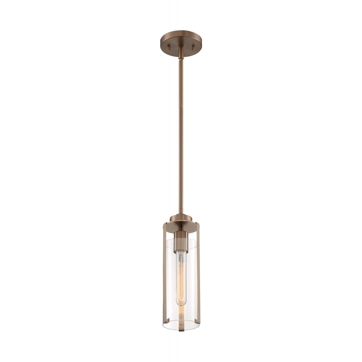 Marina - 1 Light Mini Pendant with Clear Glass - Burnished Brass Finish - Satco 60-7150