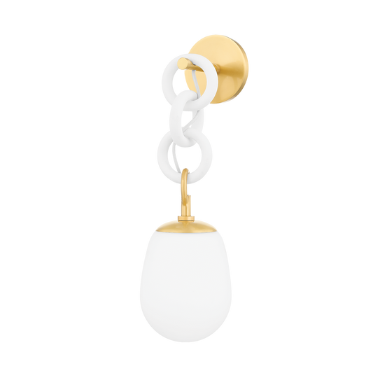 Marina Wall Sconce - 1-Light - Aged Brass/Textured White - Mitzi H690101-AGB/TWH