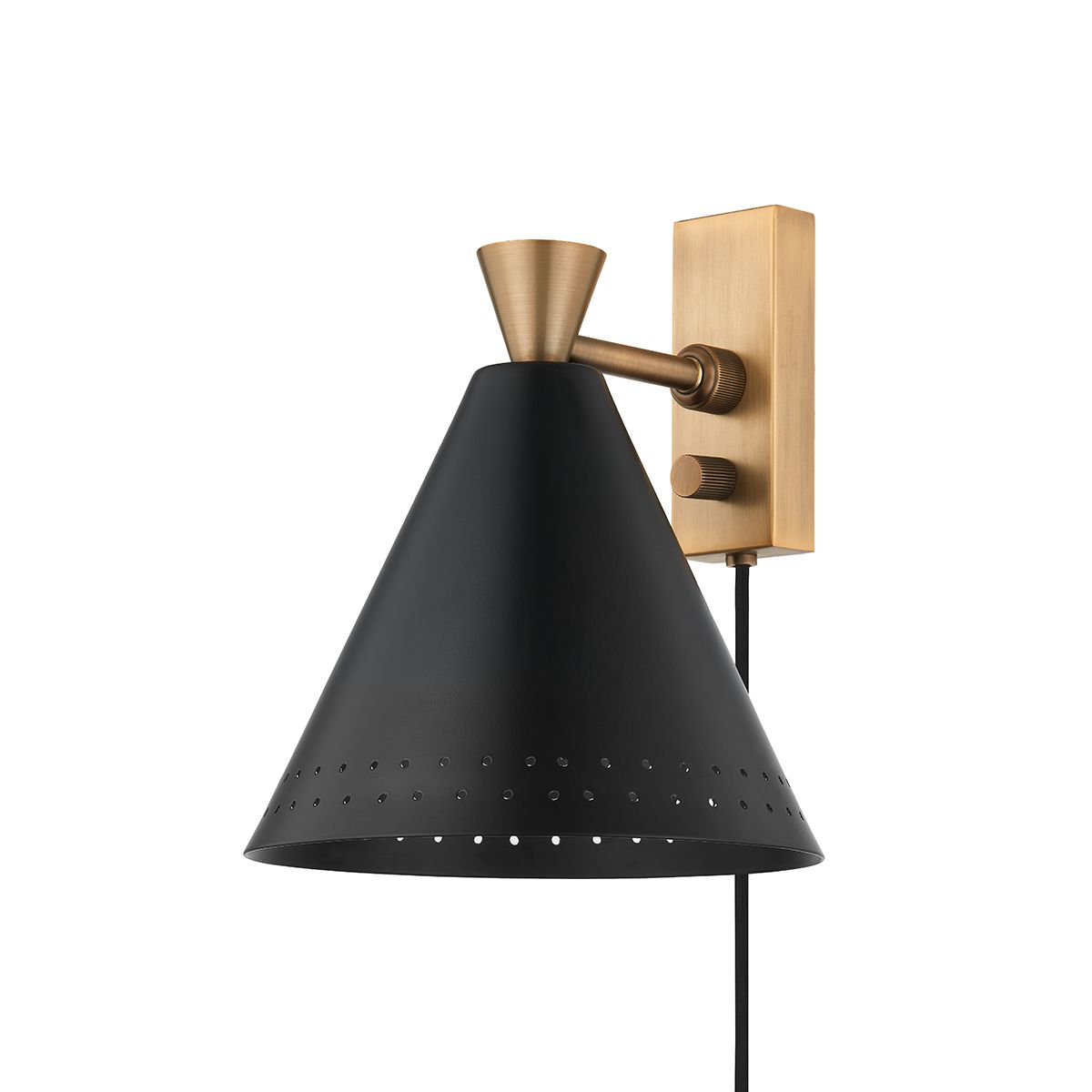Marvin Plug-In Sconce - Patina Brass/Soft Black by Troy Lighting