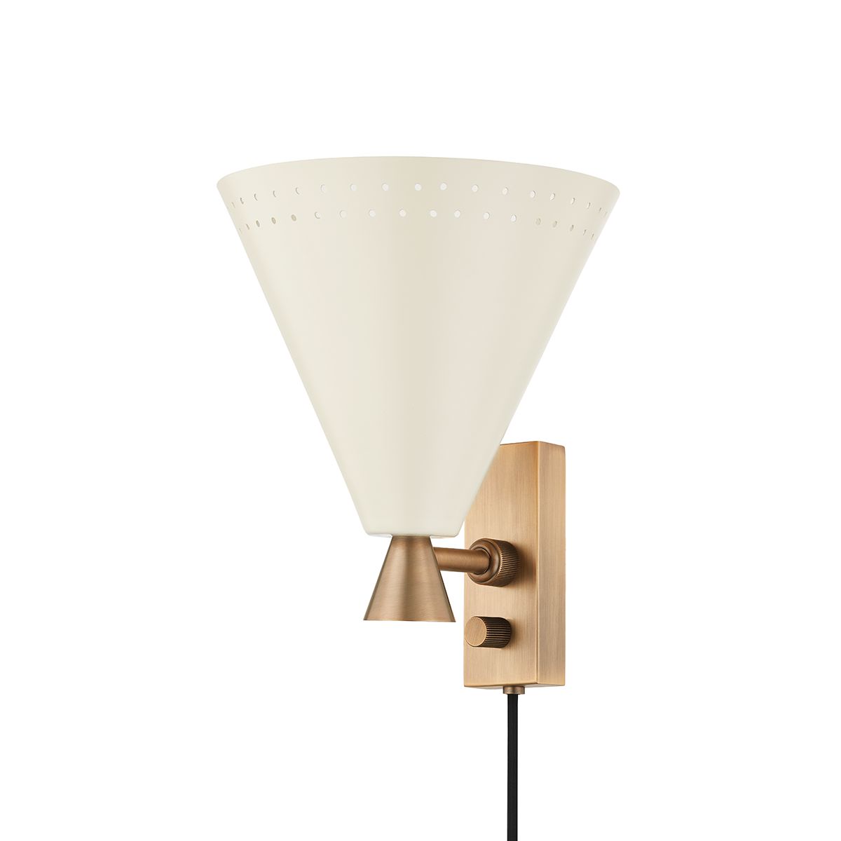 Marvin Plug-In Sconce - Patina Brass/Soft Sand by Troy Lighting