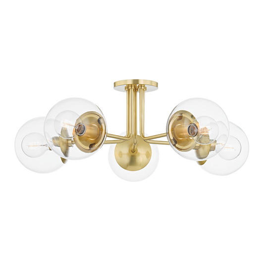 Meadow Semi Flush - 5-Light - Aged Brass - Mitzi H503605-AGB