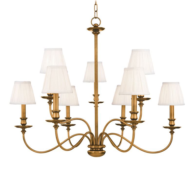 Menlo Park Chandelier - 9-Light - Aged Brass by Hudson Valley Lighting