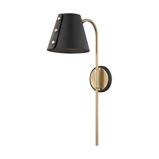 Meta Plug-In Sconce - 1-Light - Aged Brass/Black - Mitzi HL174201-AGB/BK
