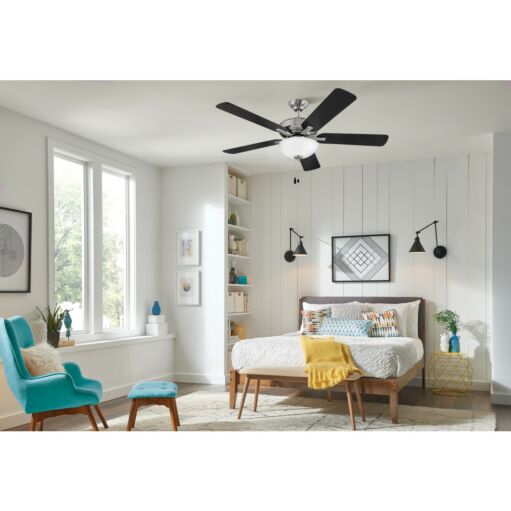 Metro Illuminated 52" LED Fan - Brushed Nickel - Matte Black Blades by Hinkley Lighting