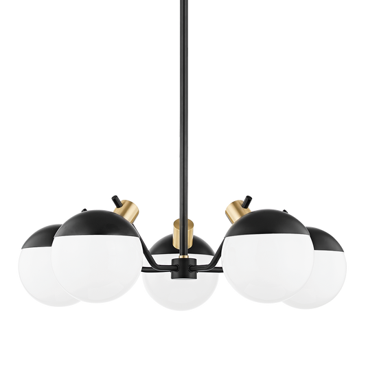 Miranda Chandelier - 5-Light - Aged Brass/Soft Black - Mitzi H573805-AGB/SBK