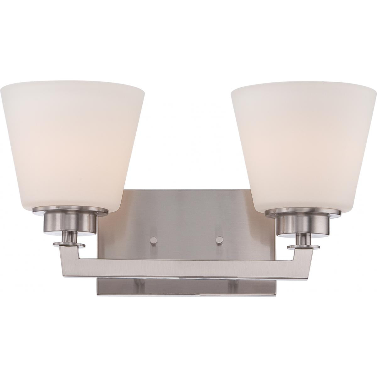 Mobili - 2 Light Vanity with Satin White Glass - Brushed Nickel Finish - Satco 60-5452