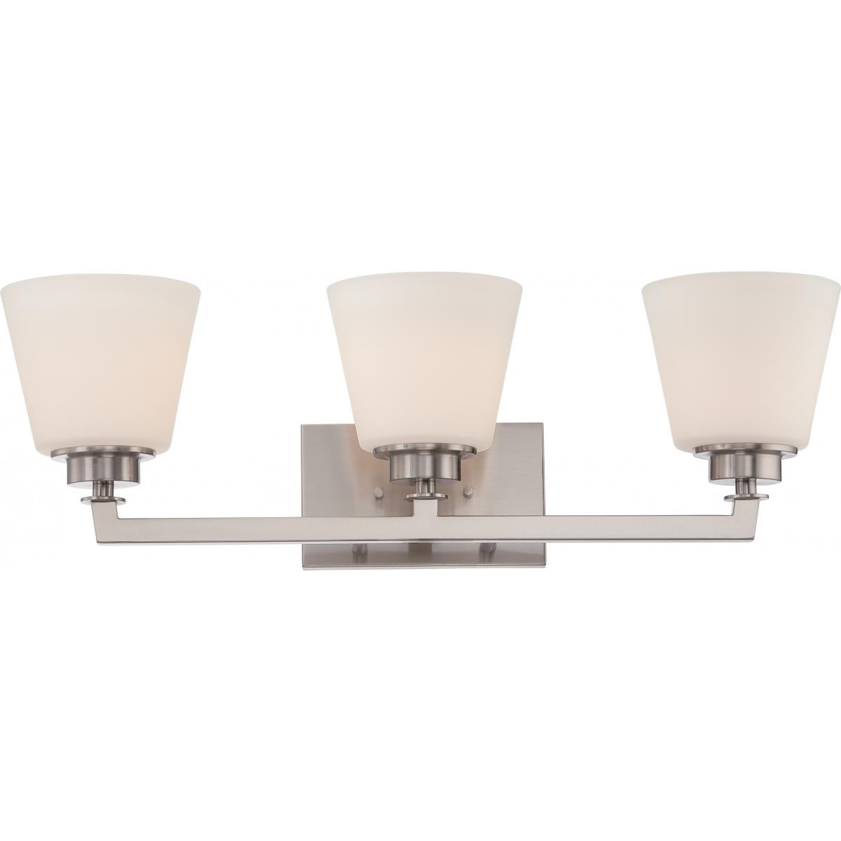 Mobili - 3 Light Vanity with Satin White Glass - Brushed Nickel Finish - Satco 60-5453