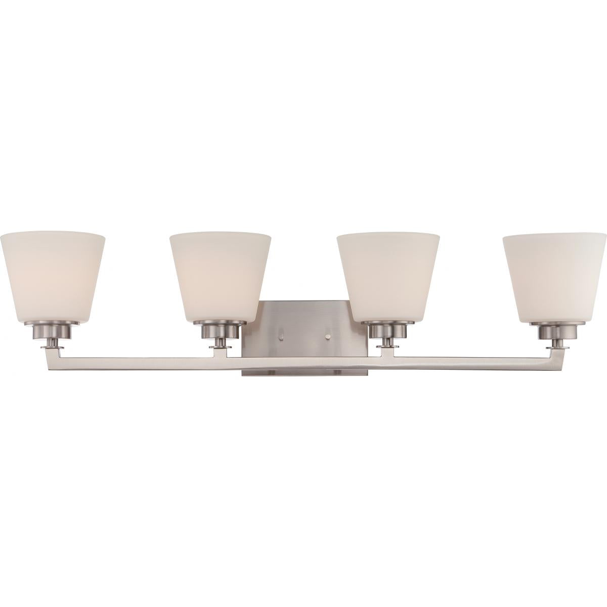 Mobili - 4 Light Vanity with Satin White Glass - Brushed Nickel Finish - Satco 60-5454