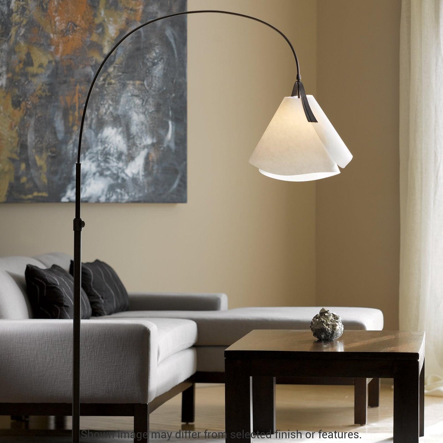 Mobius Arc Floor Lamp - White - Spun Frost Shade by Hubbardton Forge