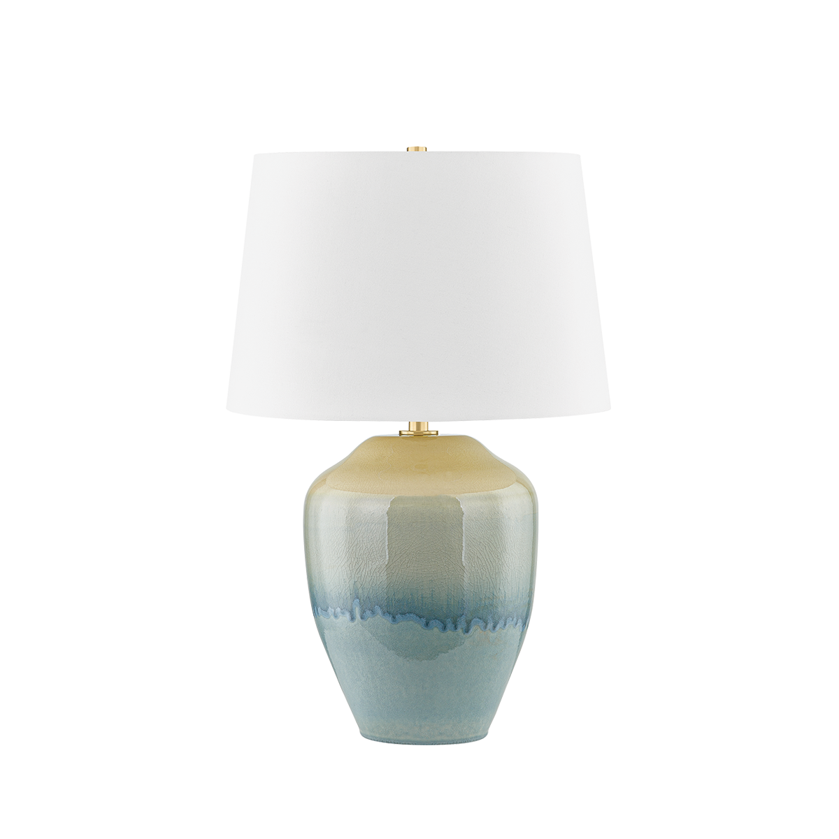 Montville Table Lamp - Aged Brass/Ceramic Crackle Emerald Tide by Hudson Valley Lighting