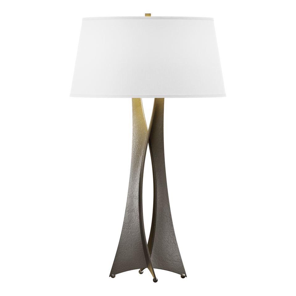 Moreau Tall Table Lamp - Dark Smoke - Natural Anna Shade by Hubbardton Forge